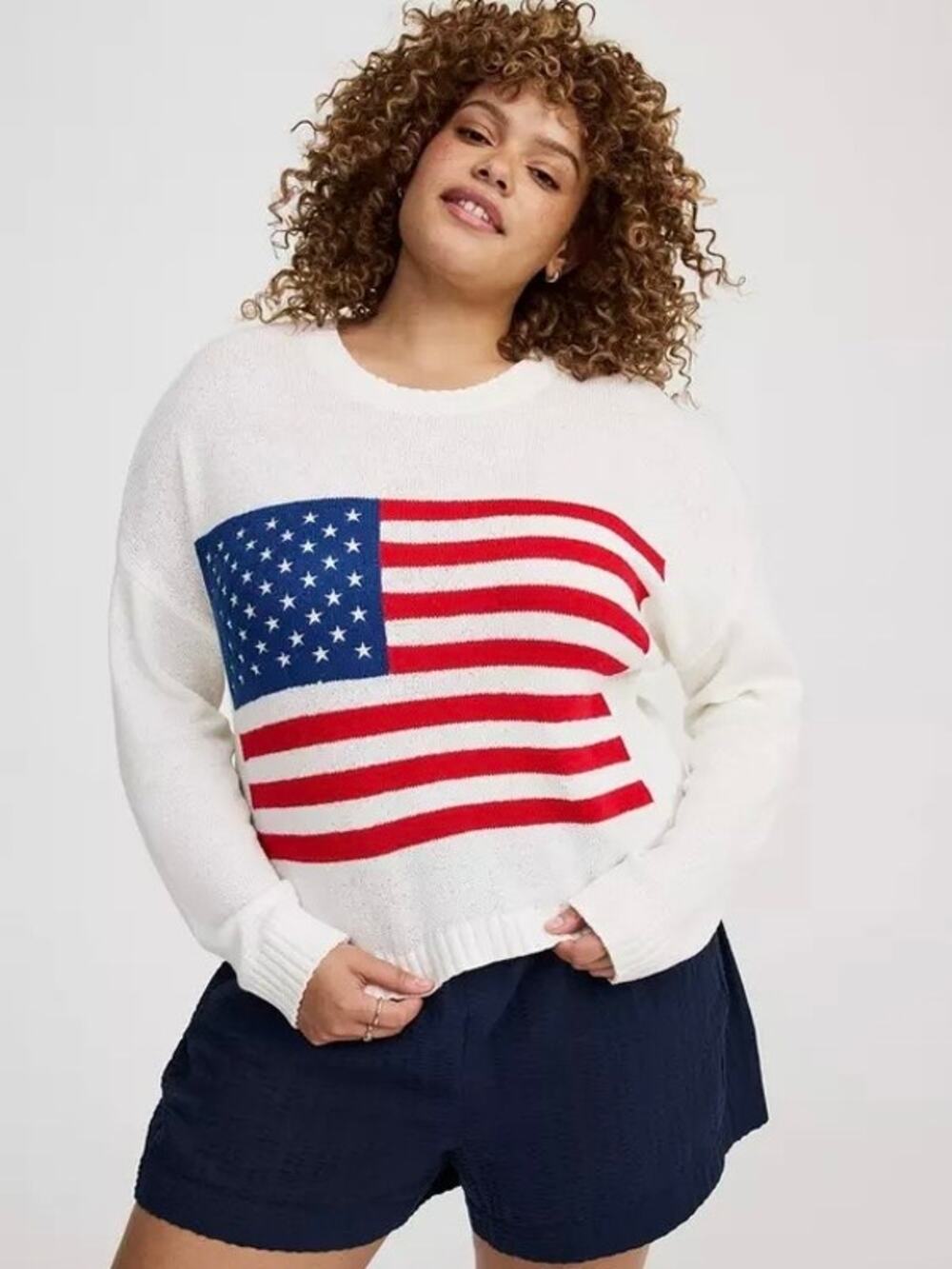 Torrid White Flag Cropped Sweater Sz.1